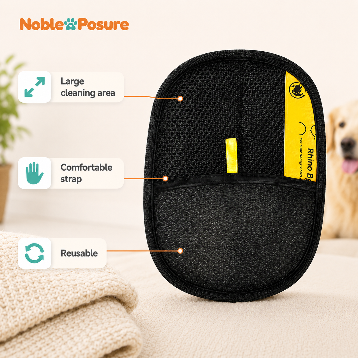 Noble Posture Pet Hair Remover Mitt